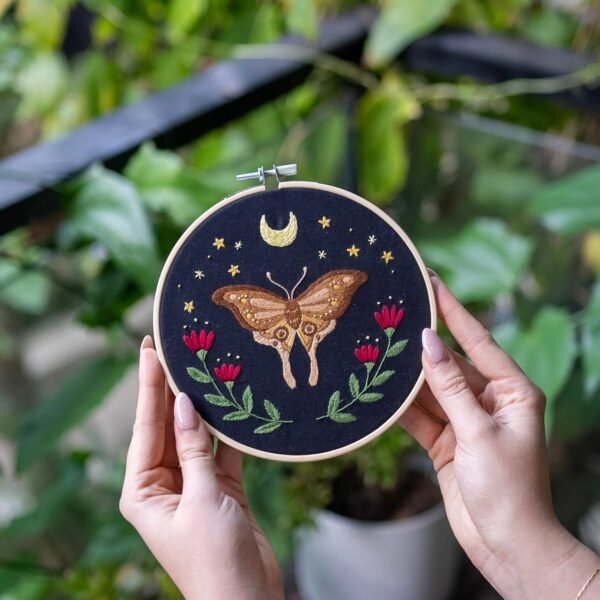 MIDNIGHT MOTH - Embroidery Kit-Embroidery Kit for Beginners