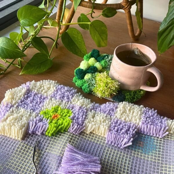 GREEN GARDEN - Latch Hook - Moss Coaster Bundle