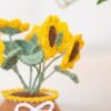 Sunflower Pot - Crochet Pot Plant Kit-Embroidery Kit for Beginners
