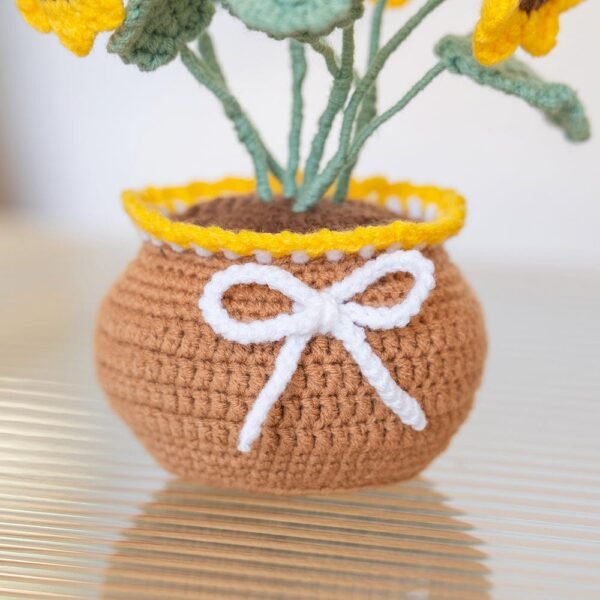 Sunflower Pot - Crochet Pot Plant Kit-Embroidery Kit for Beginners