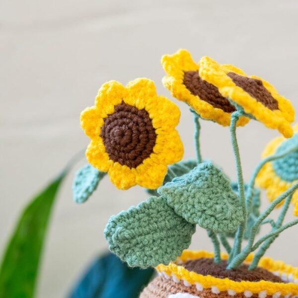 Sunflower Pot - Crochet Pot Plant Kit-Embroidery Kit for Beginners