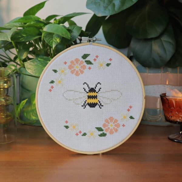 BEE - BLOSSOM - Cross Stitch Kit-Embroidery Kit for Beginners