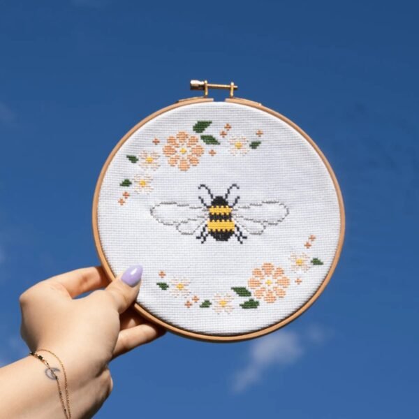 BEE - BLOSSOM - Cross Stitch Kit-Embroidery Kit for Beginners