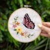 BLUSHING BUTTERFLY - Embroidery Kit-Embroidery Kit for Beginners
