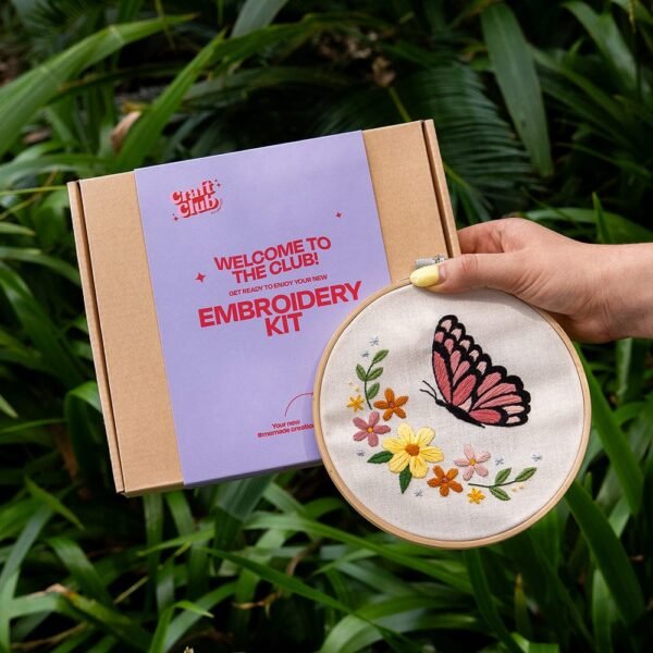 BLUSHING BUTTERFLY - Embroidery Kit-Embroidery Kit for Beginners
