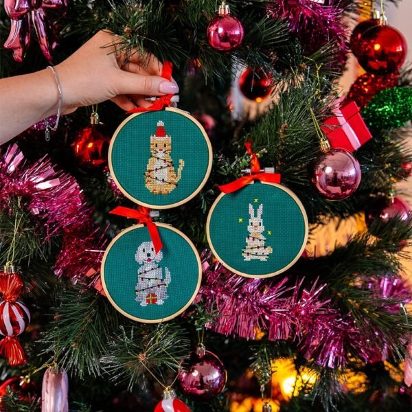 CHRISTMAS LIGHTS - Christmas Mini Ornaments Cross Stitch Kit-Embroidery Kit for Beginners