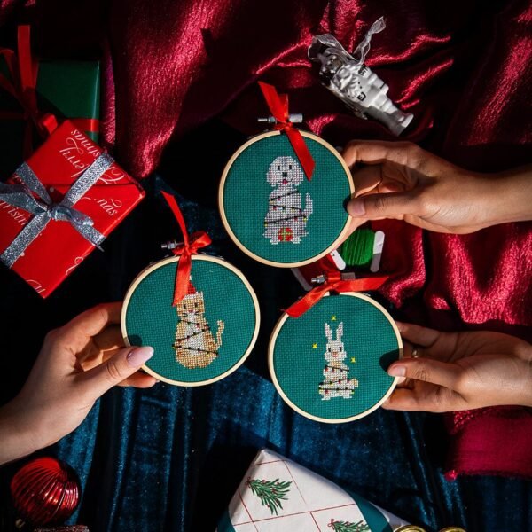 CHRISTMAS LIGHTS - Christmas Mini Ornaments Cross Stitch Kit-Embroidery Kit for Beginners