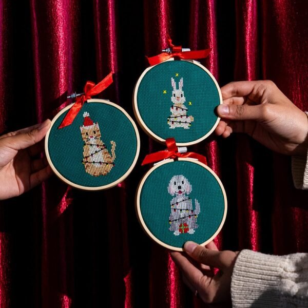 CHRISTMAS LIGHTS - Christmas Mini Ornaments Cross Stitch Kit-Embroidery Kit for Beginners