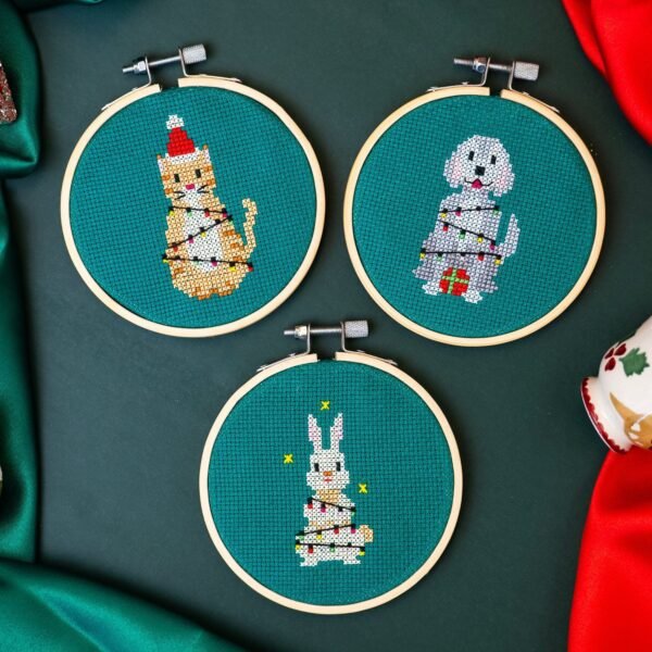 CHRISTMAS LIGHTS - Christmas Mini Ornaments Cross Stitch Kit-Embroidery Kit for Beginners