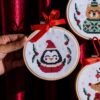 FESTIVE FRIENDS | Christmas Mini Ornaments Cross Stitch Kit-Gifts for Beginners