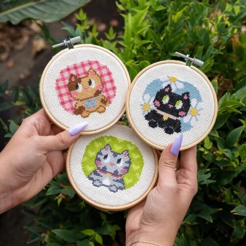 KITTEN MINIS - Cross Stitch Kit-Embroidery Kit for Beginners