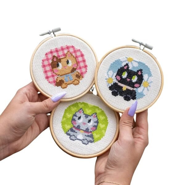 KITTEN MINIS - Cross Stitch Kit-Embroidery Kit for Beginners
