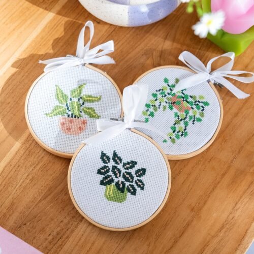 POT PLANT MINIS - Cross Stitch Kit-Embroidery Kit for Beginners