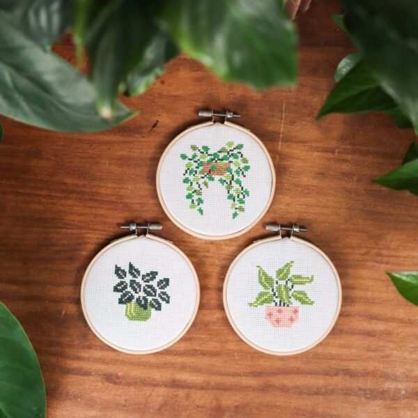 POT PLANT MINIS - Cross Stitch Kit-Embroidery Kit for Beginners