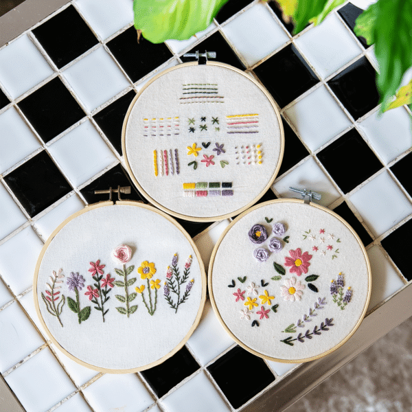 DELUXE FLORAL SAMPLER - Embroidery Kit-Step-by-Step Guide to Making Your Moss Rug