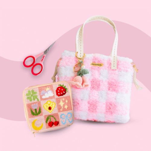 PINK PERFECTION - Half Stitch Pouch - Woven Bag Bundle