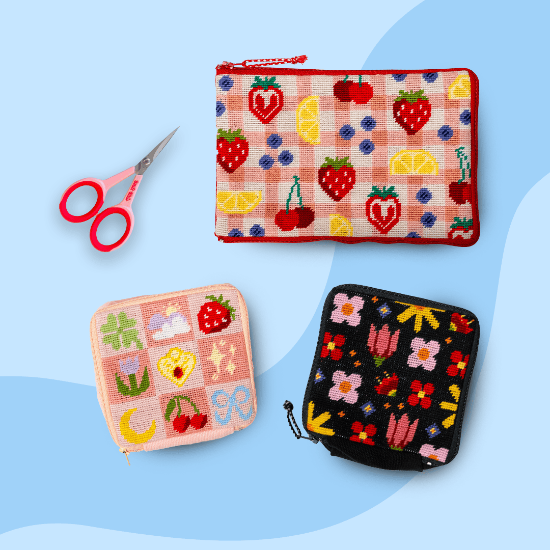 RAINBOW BRIGHT - Pouch Kit Bundle-Adults Starter Cross Stitch Kit