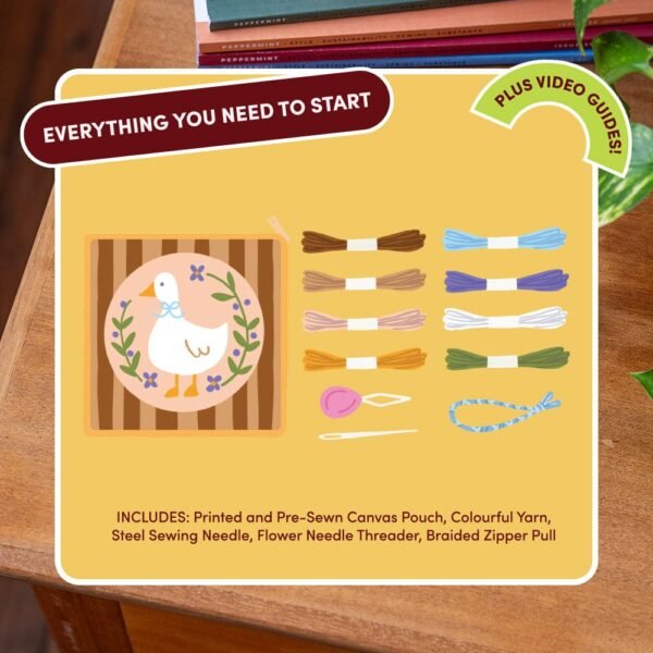 Duck, Duck, Goose - Needlepoint Pouch Kit-Embroidery Kit for Beginners