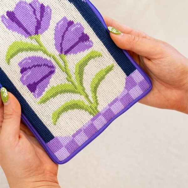 Purple Petunias - Needlepoint Pouch Kit