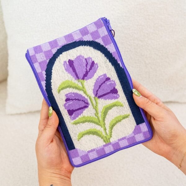 Purple Petunias - Needlepoint Pouch Kit