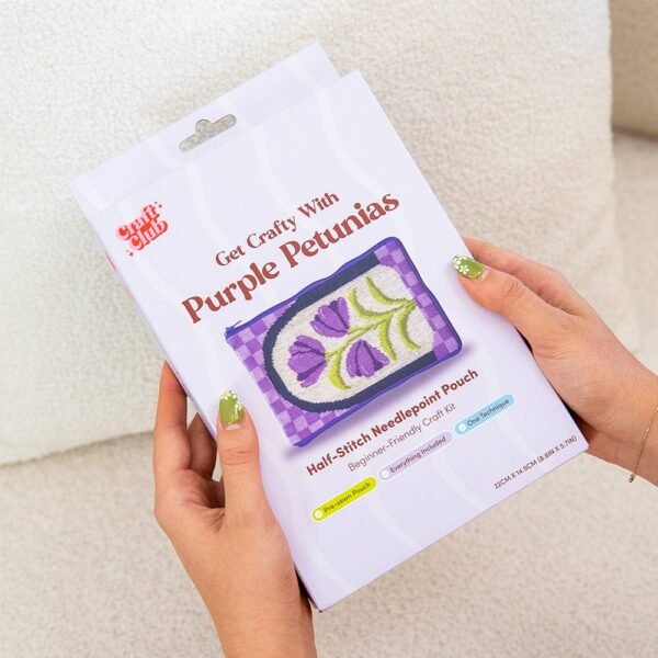 Purple Petunias - Needlepoint Pouch Kit