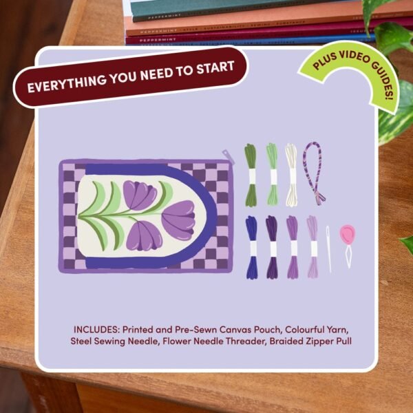Purple Petunias - Needlepoint Pouch Kit