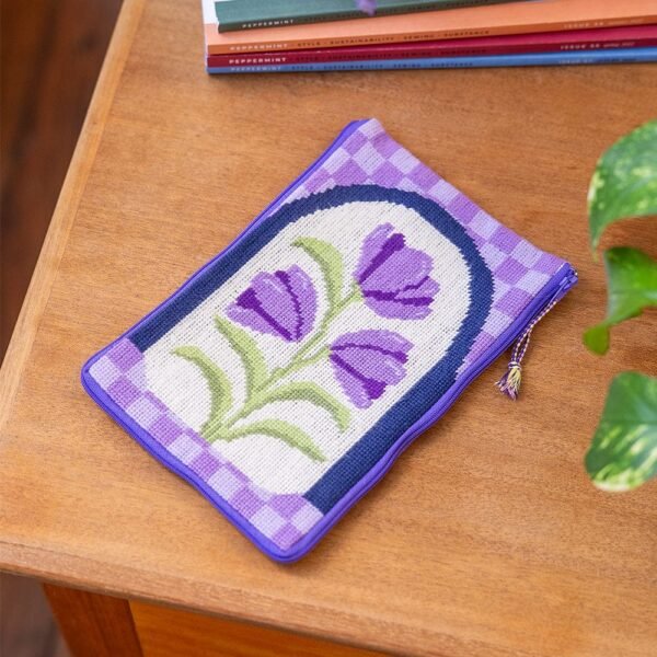 Purple Petunias - Needlepoint Pouch Kit