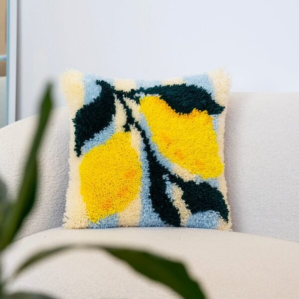 LEMON RIPE STRIPES - Latch Hook Cushion Kit unique