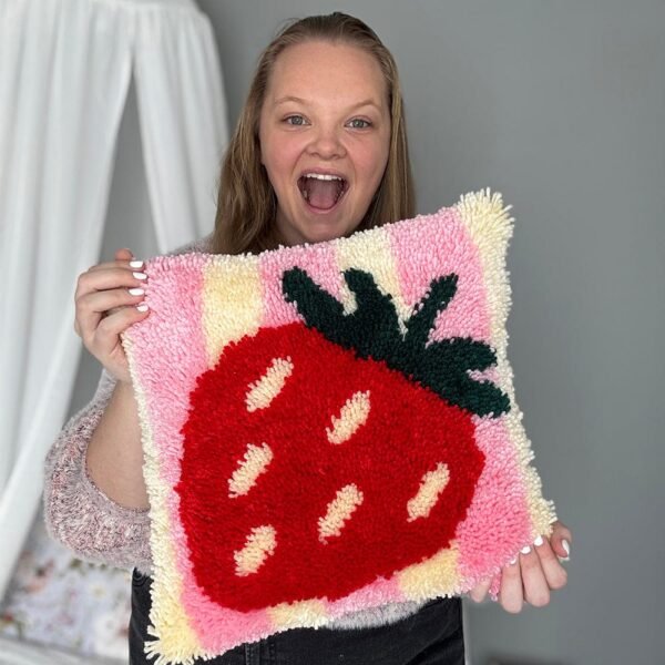 STRAWBERRY RIPE STRIPES - Latch Hook Cushion Kit unique
