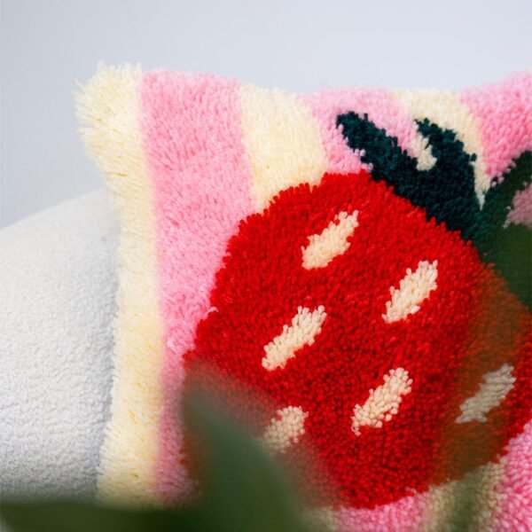 STRAWBERRY RIPE STRIPES - Latch Hook Cushion Kit unique