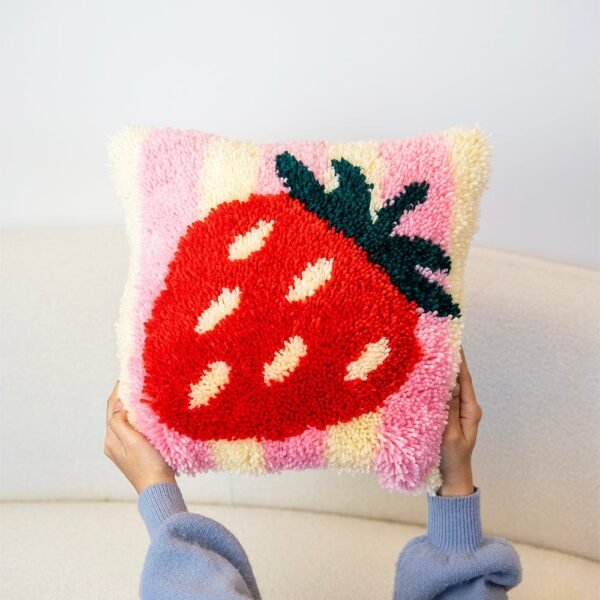 STRAWBERRY RIPE STRIPES - Latch Hook Cushion Kit unique