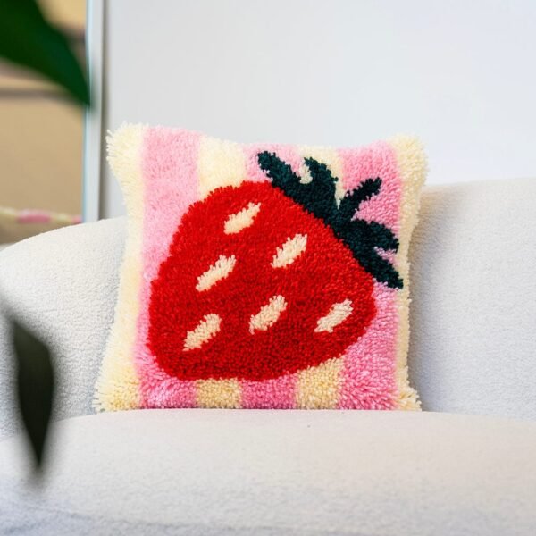 STRAWBERRY RIPE STRIPES - Latch Hook Cushion Kit unique