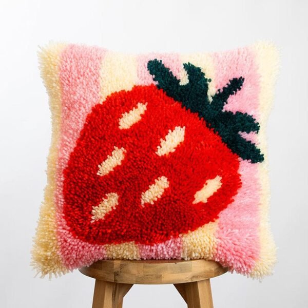 STRAWBERRY RIPE STRIPES - Latch Hook Cushion Kit unique