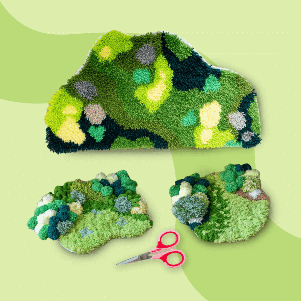 GREEN GARDEN - Latch Hook - Moss Coaster Bundle
