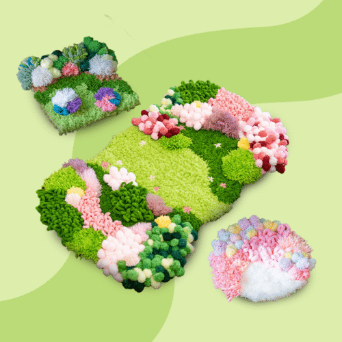 Bubblegum Meadow - Moss Kit Bundle-Handmade Tufting Embroidery Art