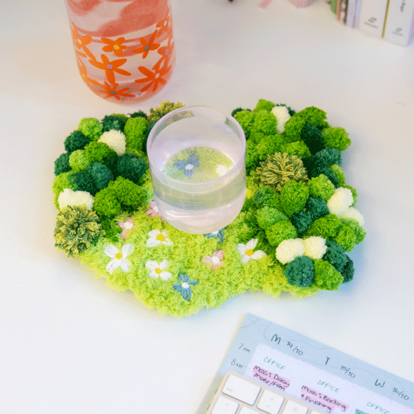 FLORAL GROVE - Moss Coaster Kit-Embroidery Kit for Beginners