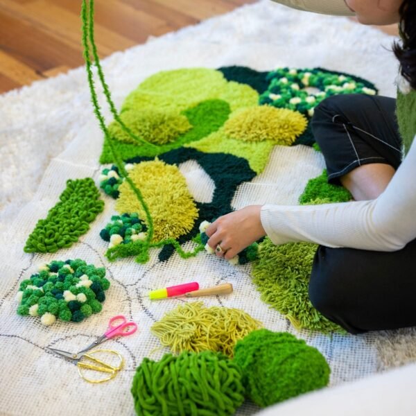 Grassy Fields - XXL Moss Rug Making Kit-DIY Needlepoint
