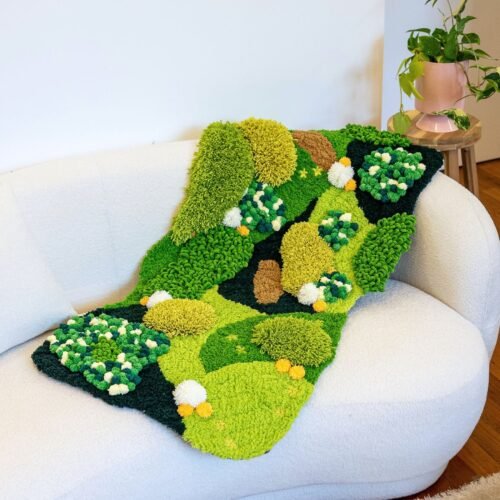 Grassy Fields - XXL Moss Rug Making Kit-DIY Needlepoint