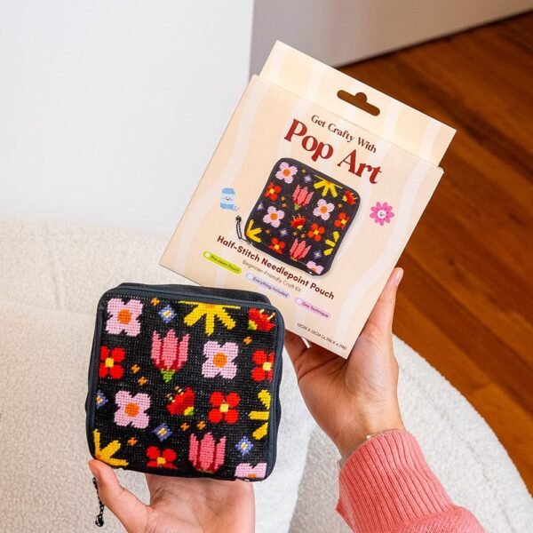 POP ART PETALS - Needlepoint Pouch Kit-Embroidery Kit for Beginners
