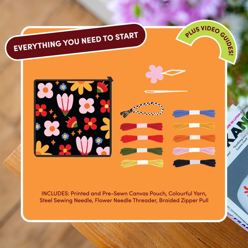 RAINBOW BRIGHT - Pouch Kit Bundle-Adults Starter Cross Stitch Kit