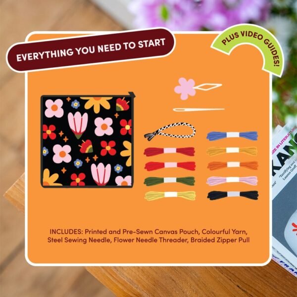 POP ART PETALS - Needlepoint Pouch Kit-Embroidery Kit for Beginners