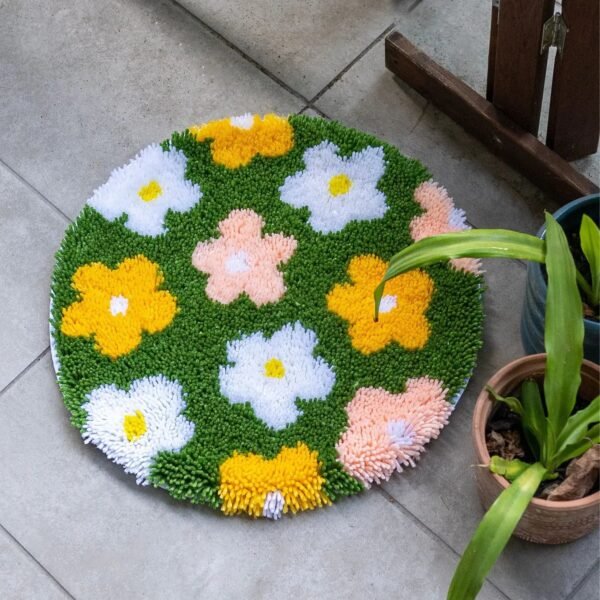 FLOWER BOMB GREEN - Rug Making Kit-Handmade Tufting Embroidery Art