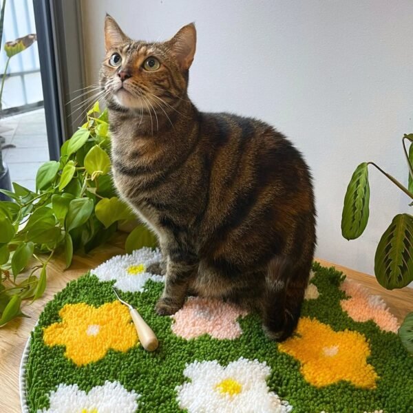 FLOWER BOMB GREEN - Rug Making Kit-Handmade Tufting Embroidery Art