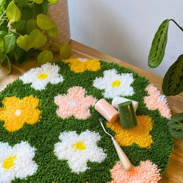 FLOWER BOMB GREEN - Rug Making Kit-Handmade Tufting Embroidery Art