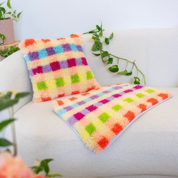 FRUIT PUNCH GINGHAM - Rug Making Kit-latch hook kits