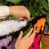 PRETTY PETALS BLACK - Latch Hook Cushion Kit unique