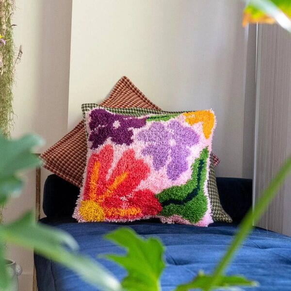 PRETTY PETALS PINK - Latch Hook Cushion Kit-latch hook kits