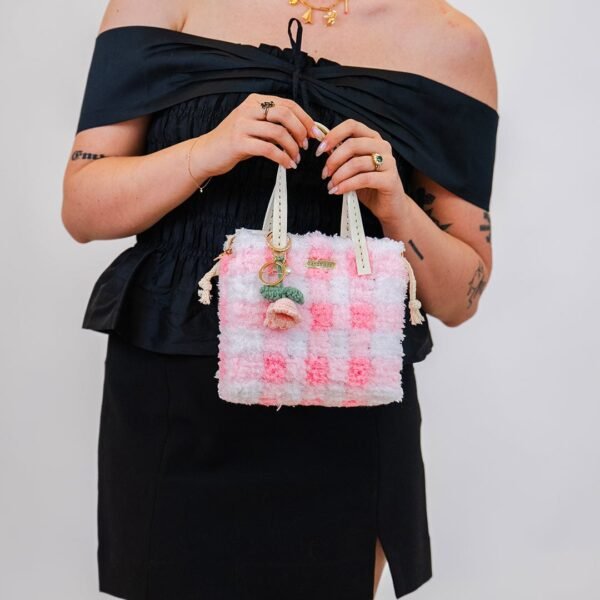 Pink Gingham - Woven Tote Bag Kit-Handmade Tufting Embroidery Art
