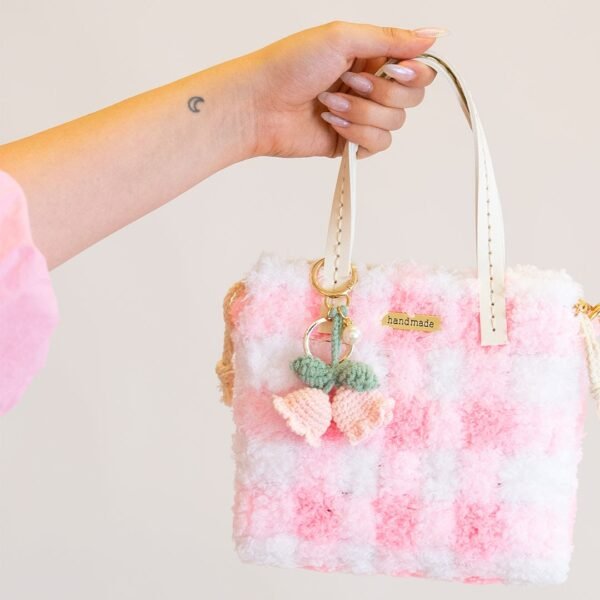 Pink Gingham - Woven Tote Bag Kit-Handmade Tufting Embroidery Art