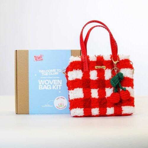 RED GINGHAM - Woven Tote Bag Kit-Kit for Beginners